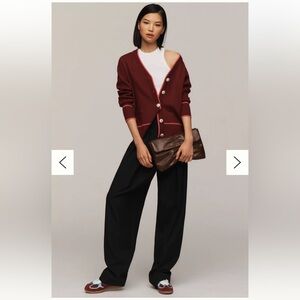 NAADAM chunky long cashmere cardigan burgundy M grandpa preppy varsity boyfriend